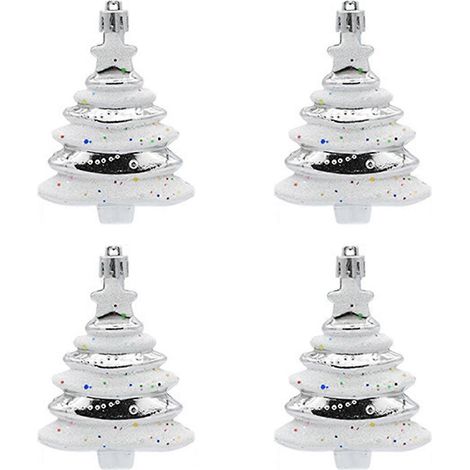 8x6cm 4er-Pack Weihnachtskugeln in Sonderform, silberfarben (1/5)