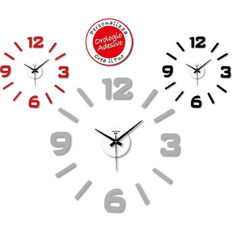 Orologio da Parete Adesivo Eva Wall Stick Index e Numeri 50 x 50 cm 3 Colori (1/2)