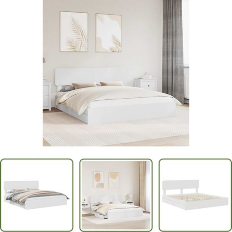 vidaXL Bois d'ingénierie - Lit de Rangement Blanc 180 x 200 cm Bois d'ingénierie (1/5)