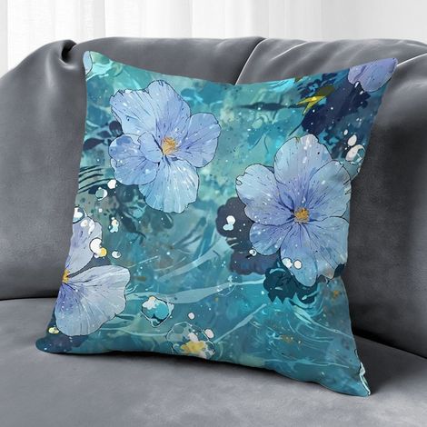 Housse de coussin fleurs colorées, décoration canapé-lit style rustique ferme,50×50cm (1/5)