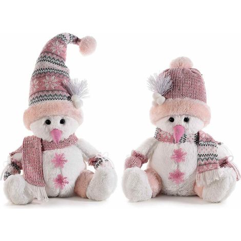 Peluche Natalizi Pupazzi di Neve con Sciarpa e Cappello in Maglia Set 2 Peluche Decorativi Addobbi Natalizi per Casa e Negozi (1/2)