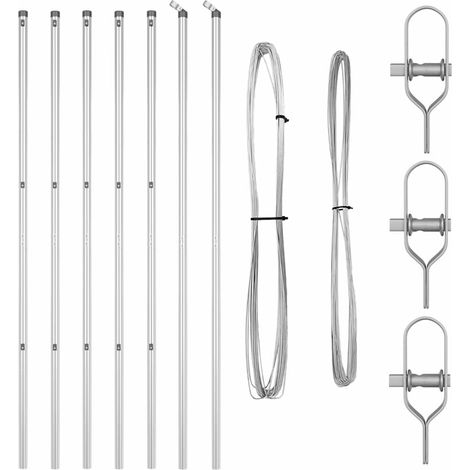 Poteaux de clôture 7 pcs Ø32 mm 150 cm Acier galvanisé CFW1757207 (1/5)