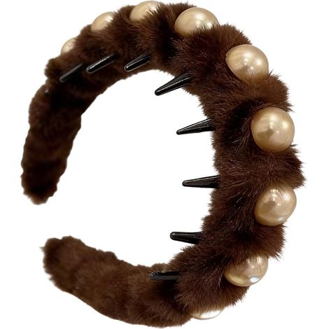 Serre-tête pour femme - Antidérapant - Avec perles et dents de peigne - Pour adolescentes, femmes, femmes, accessoires photo, fête, Noël, anniversaire (1/5)