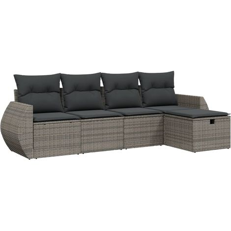 Maison Exclusive - 5-tlg. Garten-Sofagarnitur mit Kissen Grau Pol