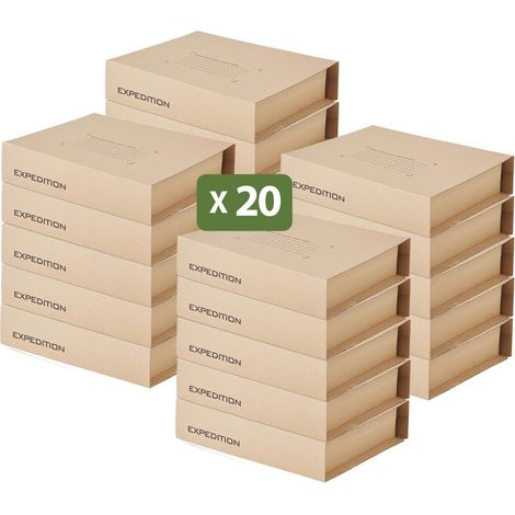 Pack and Move - Lot 20 Boîtes d'expédition - 31 x 25 x 7 cm - Taille M - Carton de livraison - Courrier, Envoi Postal, Cadeaux - Étui Expédition