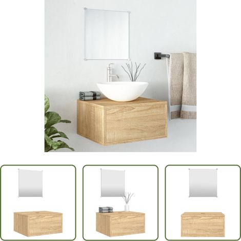 Eiche - 2-tlg. Badmöbel-Set Eichen-Optik Holzwerkstoff (1/5)