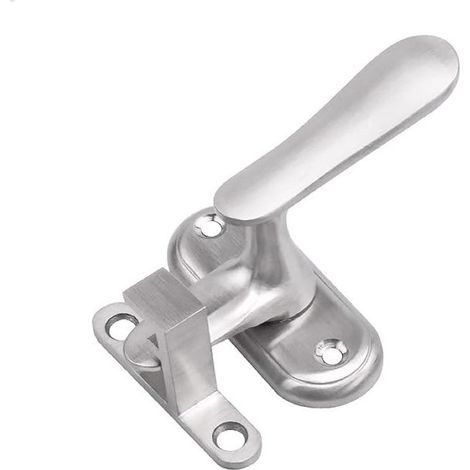 Right Angle Locking Security Hook Loop—90 Degree Door Lock Latch, Stainless Steel Right Hook, Suitable for Most Types of Doors, Silver. (1/5)