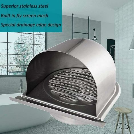 Hotte de ventilation en acier inoxydable de 4 pouces 100 mm pour couvercle de sortie d'air mural, b (1/3)