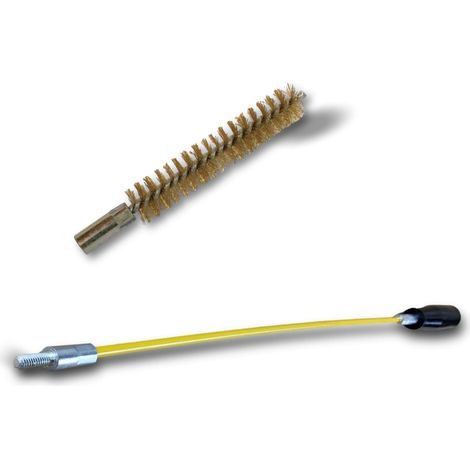 Ecouvillon LAITON Condenseur Lot de 10 avec 1 tringle flexible 48 cm Ø 15 mm Raccord laiton taraudé M6 femelle Torsade en acier galvanisé Brosse nettoyage Kibros 4TCL15Tx10 (1/5)