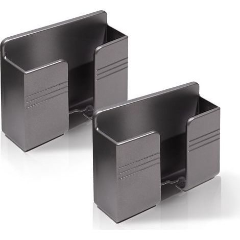 Set di 2 supporti da parete per telefono, supporto di ricarica universale per scrivania con nastro adesivo, grigio (1/5)