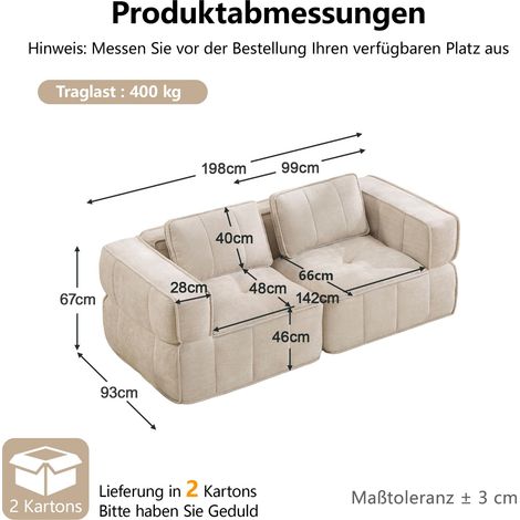Möbelstück aus Stoff in Beige 198 x 93 x 67 cm HOMAIRE (1/5)