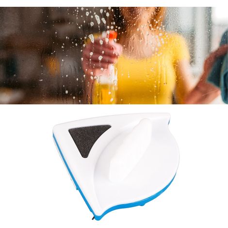 Double Face de Vitre Magnetique pour Fenetres Hautes Lavage et Secage Rapide Ergonomique en Plastique avec Fibres et Grattoir avec 2 Raclettes et 4 Coussinets (1/5)