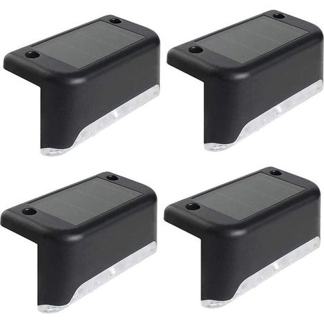 Lot de 4 lampes solaires à LED pour terrasse, jardin, allée, escaliers, clôture, étanches IP65 (1/5)
