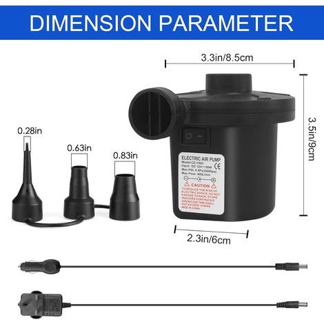 Pompe à Air Électrique Gonfleur Dégonfleur, Gonfleur 240V/130W,avec 3 Buses Pompe à Pagaies Haute Puissance pour Matelas Pneumatique, Matelas Gonflables, Pataugeoire,Anneau de Natation (1/4)