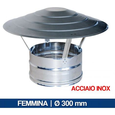 CAPPELLO CINESE PARA PIOGGIA CAPPA FUMAIOLO CANNA FUMARIA ACCIAIO INOX 24621V FEMMINA 300 MM (11196)