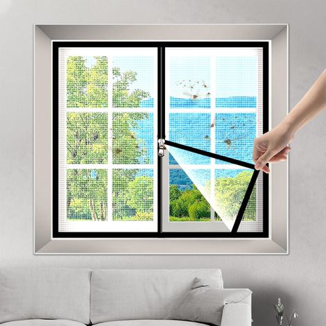 Moustiquaire Fenêtre - Acier Inoxydable - 100 x 120 cm - Cadre Noir Réglable - Pour Fenêtres Maison - 1 Pièce (1/5)