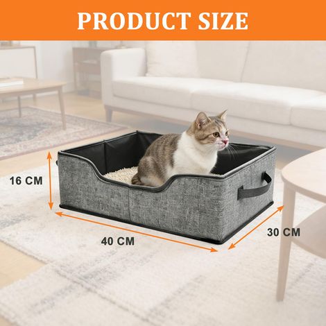 Bac à litière pliable pour chat - Maison de toilette de voyage imperméable et portable pour petits chiens, lapins et rongeurs (1/5)