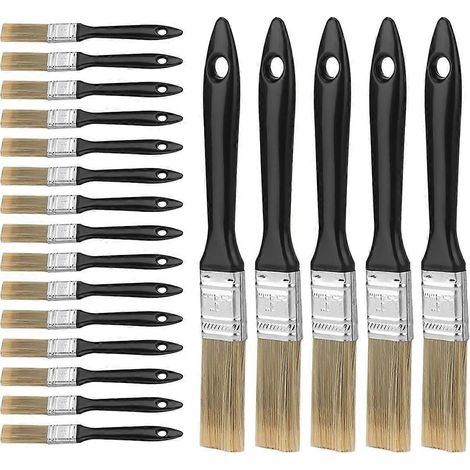 Lot de 20 pinceaux plats de 2,5 cm avec manches en plastique, pour la peinture et les réparations à domicile. (1/4)