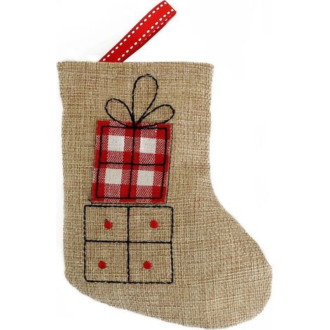 Chaussettes De Noël - En Lin Doux - Pour Cheminée Arbre De Noël Décoration Intérieure - Lot De 1 (1/5)