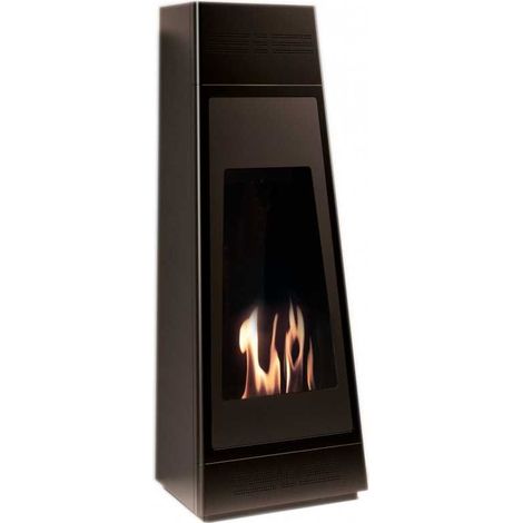Cheminée bioéthanol au sol Tokyo Noir 3 kW – vitre frontale – brûleur amovible 2 L – structure acier 123 cm – pour espaces confinés – Tecno Air System