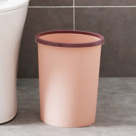 Kreativer Haushaltsabfalleimer mit Druckring, geeignet für Bad, Küche und Wohnzimmer Öffnung oben, rosa. (1/5)