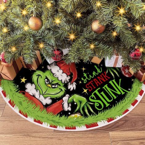 Christmas Tree Skirt Collar 48" Green Soft Farmhouse Christmas Holiday Decoration (1/4)