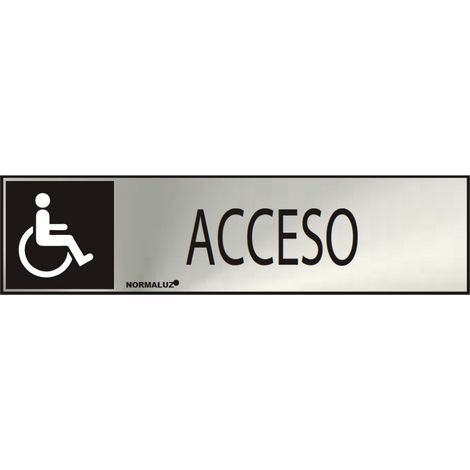 Cartel informativo "acceso" discapacitados (inox adhesivo 0.8mm) 5x20cm normaluz