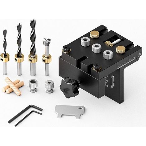 Stiftbohrschablone 6/8/10/15 mm – Automatische Zentrierung, mit Positionierklemme