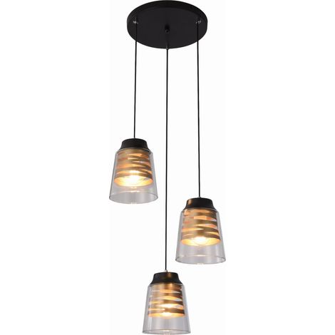 Lampadario Candellux Fresno 3xE27 nero vetro 40cm dimmerabile (1/3)