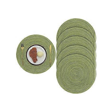 38 cm gewebte runde Platzsets, 6-teilig, wärmeisolierend, geflochtene Baumwolle, waschbare Platzsets für Zuhause, Partys, Hochzeiten, Restaurants (Grün)