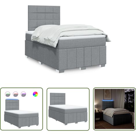 vidaXL Boxspringbett mit Matratze Hellgrau 120x190 cm Stoff