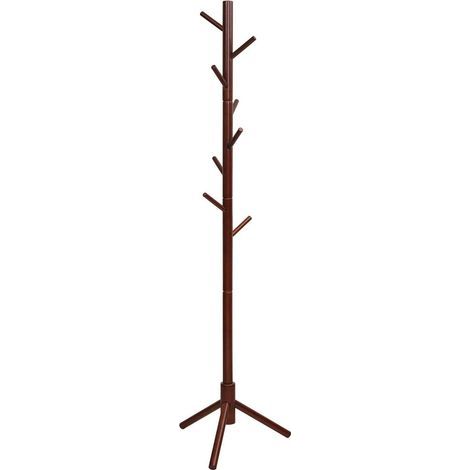 Porte-manteau, porte-manteau autoportant en bois d'hévéa avec 8 crochets, porte-manteau réglable en haauteur, porte-manteau pour porte-manteau, pour la maison, le bureau, l'entrée (1/5)