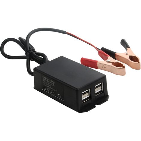 Hub USB pour voiture et moto, station de recharge pour téléphone portable avec convertisseur CC, 4 ports USB et support de batterie. - AquaForge