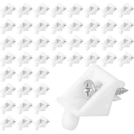 Cales en Plastique pour Meubles 90° Renfort D'angle avec Vis Autotaraudeuses 50 Sets pour Fixation et Support D'étagère Solide et Résistant (1/5)