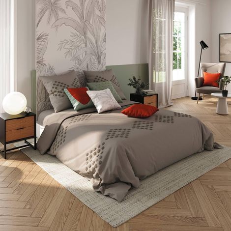 Linge de lit en coton lavé tufté 240 x 220 cm ivoire (1/5)
