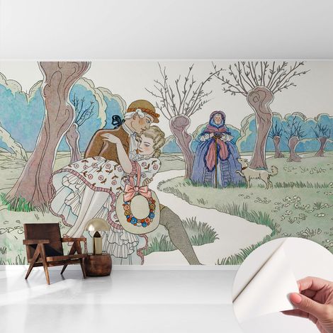 Fotomurale adesivo - murale da parete - Carta da parati autoadesiva - design parete moderno - Scena romantica 416x254 cm (1/5)