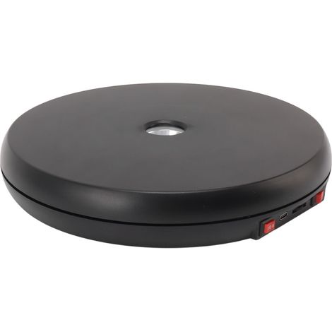 Plateau tournant électrique rotatif LED 25cm silencieux, support d'exposition charge 20kg pour bijoux, noir (1/5)
