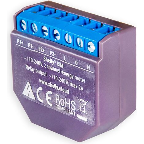 SHELLY WLAN-Stromzähler, EM, 2x 120 A, Messfunktion