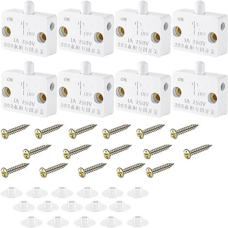 Interrupteur de porte automatique pour armoire (lot de 8), compatible 12 V et 24 V. (1/5)