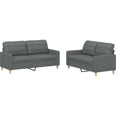 Maison Exclusive - Set di Divani 2 pz con Cuscini Grigio Scuro in Tessuto