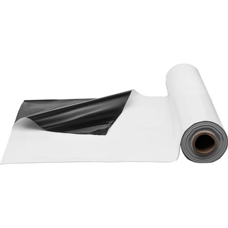 Bâche plastique renforcée 3m x 30m, rouleau épais, toile de protection pour peinture, couverture étanche pour vide sanitaire, noir et blanc réversible, usage multiple (1/5)