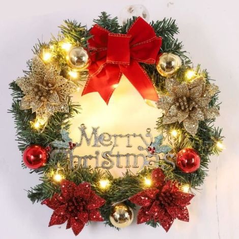 Couronne De Noël - Guirlande Lumineuse Led Avec Télécommande - Pour Porte Intérieure Ou Extérieure Couverte - 1 Pièce (1/4)