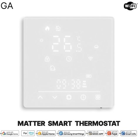 Thermostat intelligent pour chauffage au sol à eau, écran tactile, Wi-Fi, avec station météo et application de contrôle 5 A (1/4)