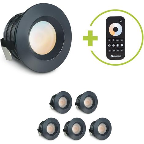 Einbaustrahler Mini flach Torino 3W CCT IP44 - Farbe: anthrazit RAL 7016 - Anzahl: 6x