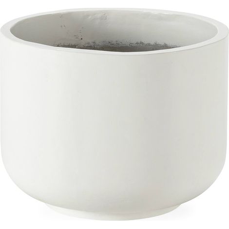 Cache pot rond blanc en fibres ciment finition brillante design épuré - blanc brillant fibres ciment (1/2)