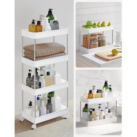 TrAdE Shop Traesio - Carrello Portaoggetti A 4 Livelli Con Ruote Da Cucina Ripiano Salvaspazio Bagno Ufficio - (1/5)