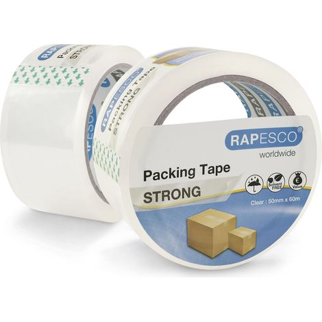 RAPESCO 1697 Nastro da Imballaggio Resistente da 50mm x 60m, Trasparente, Confezione da 2 (1/5)