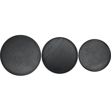 Lot de 3 Plateaux Ronds en Bois Noir 30cm 27cm 24cm pour Service à Dessert ou Fruits - Hôtel Maison (1/5)