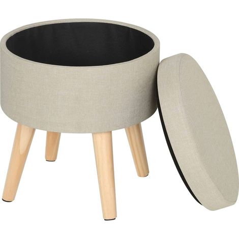 WOLTU Folding Ottoman Storage Box Pouffe Seat stools Home chairs Footstools Storage Cream