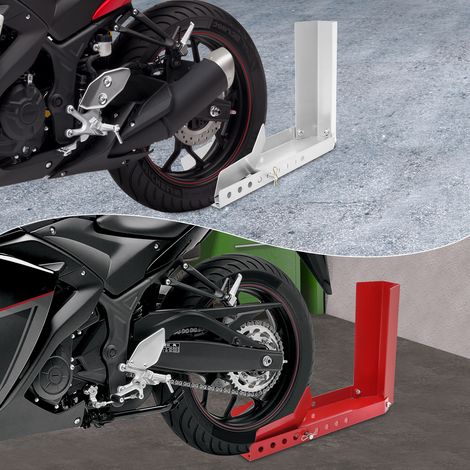 Cavalletto moto, 1 pezzo morsa ruota anteriore moto, supporto moto per rimorchio, supporto trasporto ruota anteriore, supporto ruota con 3 fori perni di ancoraggio, morsa moto, aiuto carico pneumatici (1/5)